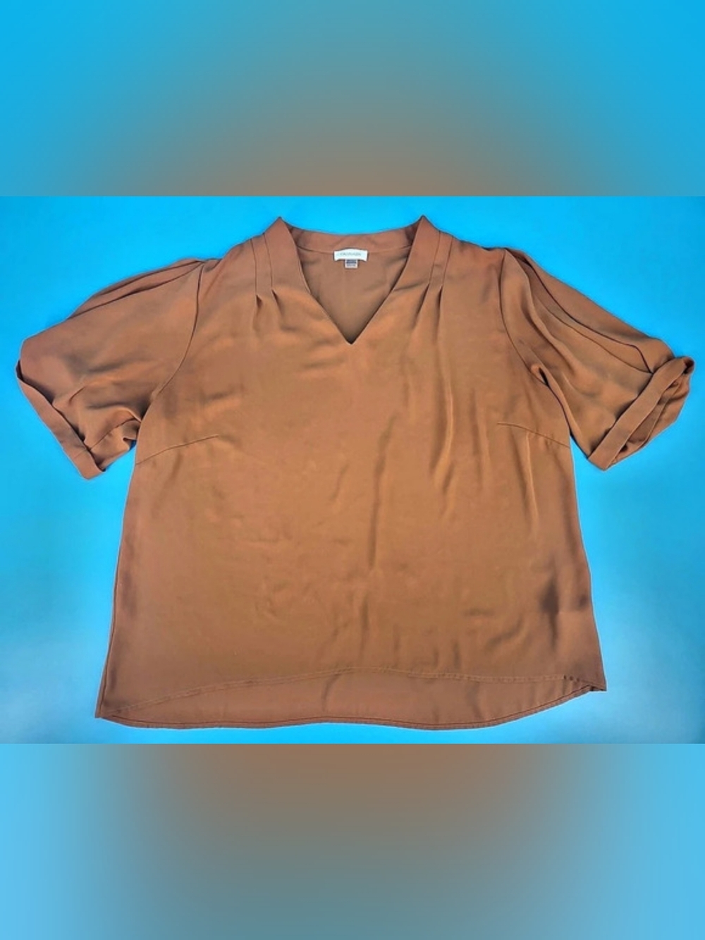 Calvin Klein Brown V-Neck Blouse Size XL